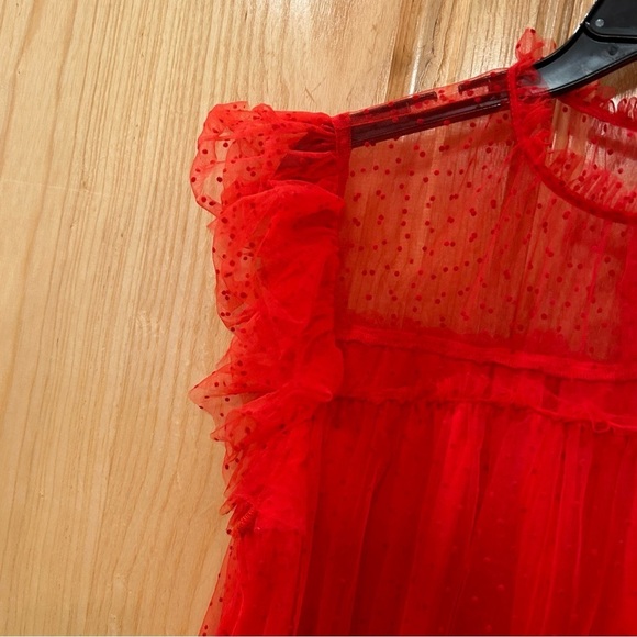 Storia Red Ruffled Tulle Dress - Picture 4 of 13